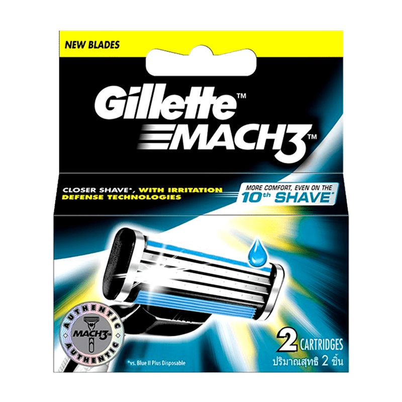 ມີດແຖ Gillette Mach3 Closer Shave With irritation Defense Technologies Pack 2Cartridges