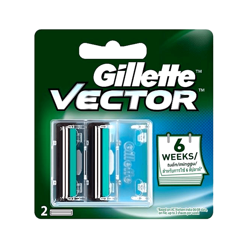Gillette Vector Refills Cartridges for 6 Weeks 2 Cartridges