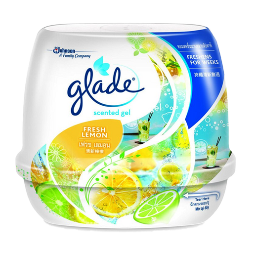 Glade Scented Gel Freshens For Weeks Fresh Lemon ຂະໜາດ 180g