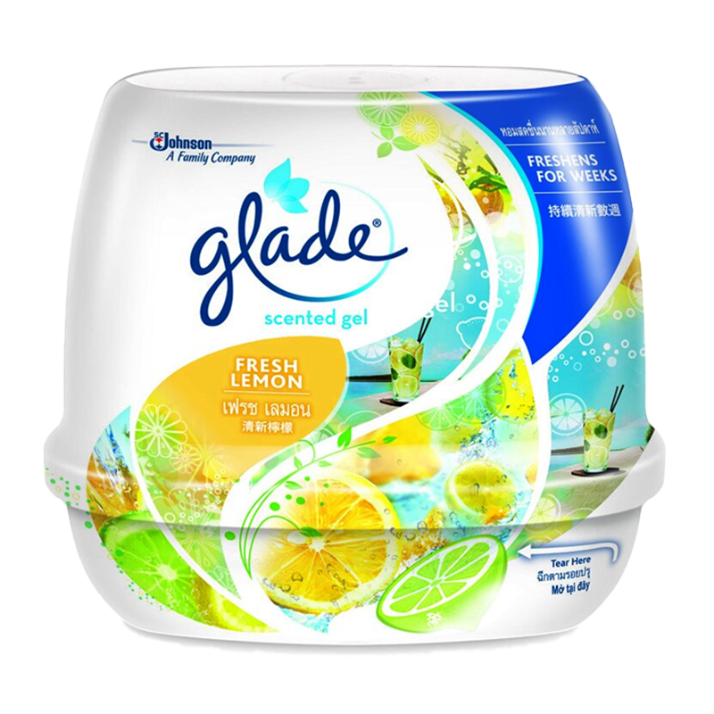 Glade Scented Gel Freshens For Weeks Fresh Lemon Size 180g