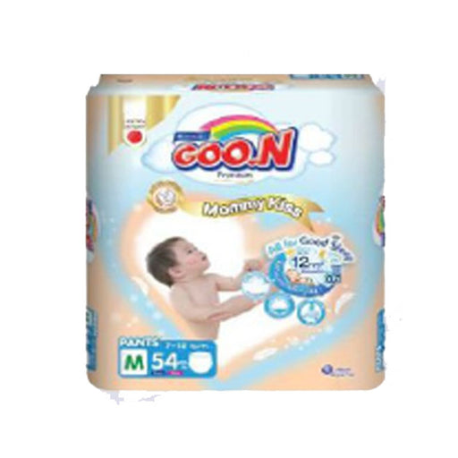 Goo.N Premium Mommy Kiss Pants Size M 7-12kg Boys &amp; Girls Baby Disposable Diaper Pack of 54pcs