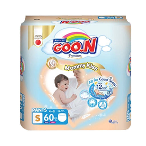 Goo.N Premium Mommy Kiss Pants Size S 4-8kg Boys &amp; Girls Baby Disposable Diaper Pack of 60pcs