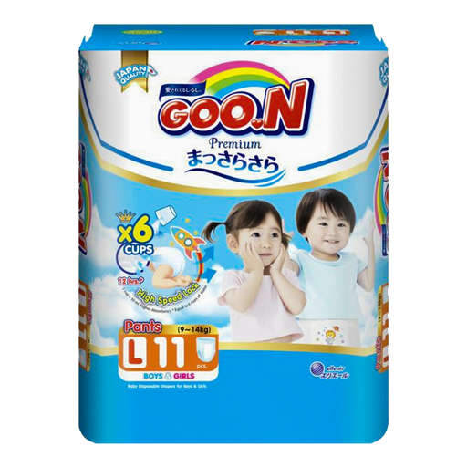 Goo.N Premium Pants Size L 9-14kg Boys &amp; Girls Baby Disposable Diaper Pack of 11pcs