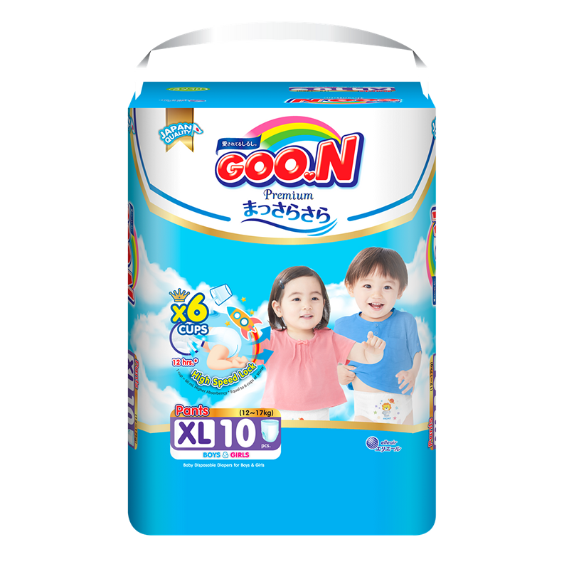 Goo.N Premium Pants Size XL 12-17kg Boys & Girls Baby Disposable Diaper Pack of 10pcs