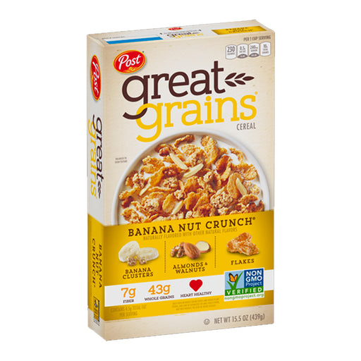Post Great Grains Cereal 75% more almonds banana nut crunch 439g