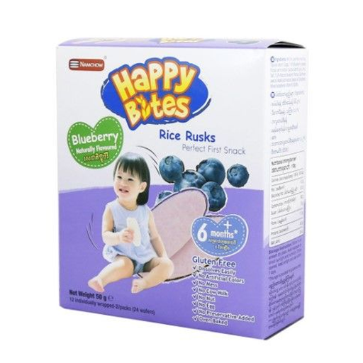 Happy Bites Rice Rusks Blueberry Perfect First Snack 50g