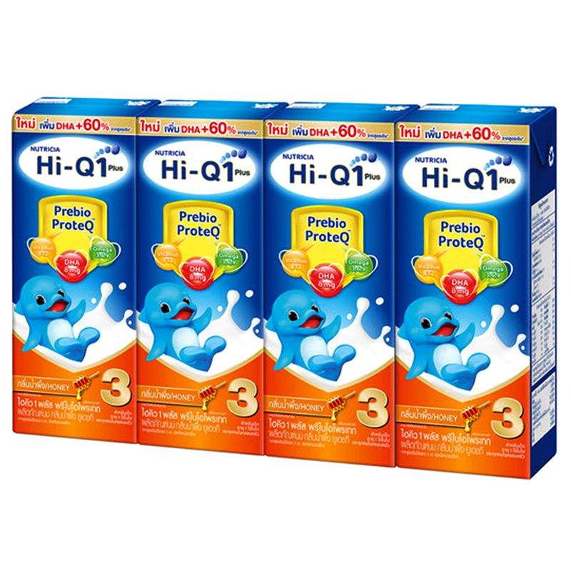 Hi-Q 1 Plus Prebio ProteQ Honey Flavoured UHT Milk Product  Formula 3 Size 180ml Pack of 4boxes