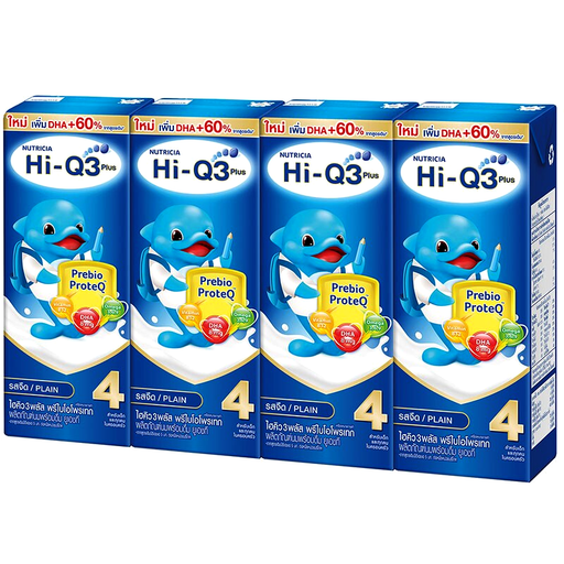 Hi-Q 3 Plus Prebio ProteQ Plain Flavoured UHT Milk Product  Formula 4 180ml Pack of 4boxes