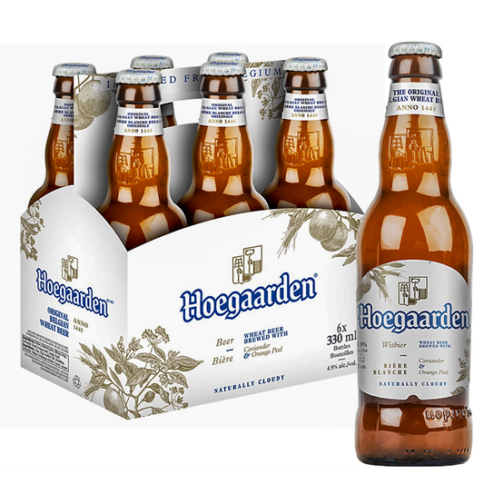 Hoegaarden Beer Brewed with Coriander Orange Peel 330ML Pack of 6 bottles