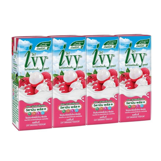 Ivy Drinking Youghurt UHT Lychee 180ml Pack of 4Boxes