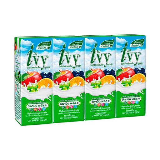 Ivy Drinking Youghurt UHT Mixed Fruits 180ml Pack of 4Boxes