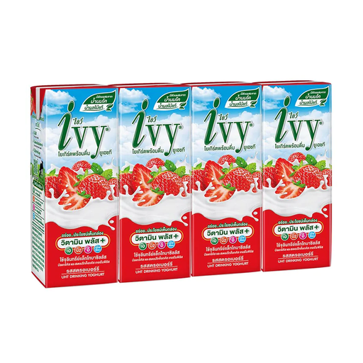 Ivy Drinking Youghurt UHT Strawberry 180ml Pack of 4Boxes