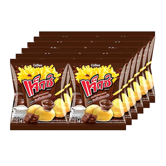 Jaxx Potato French Fries Snack with Milk Chocolate Dip bags 14g Pack of 12pcs