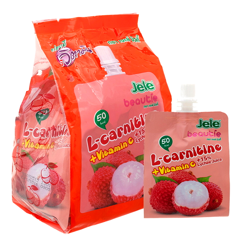 Jele Beautie L-Carnitine Vitamin C and 15% Lychee Juice Jelly Carrageenan 150g Pack of 3pcs