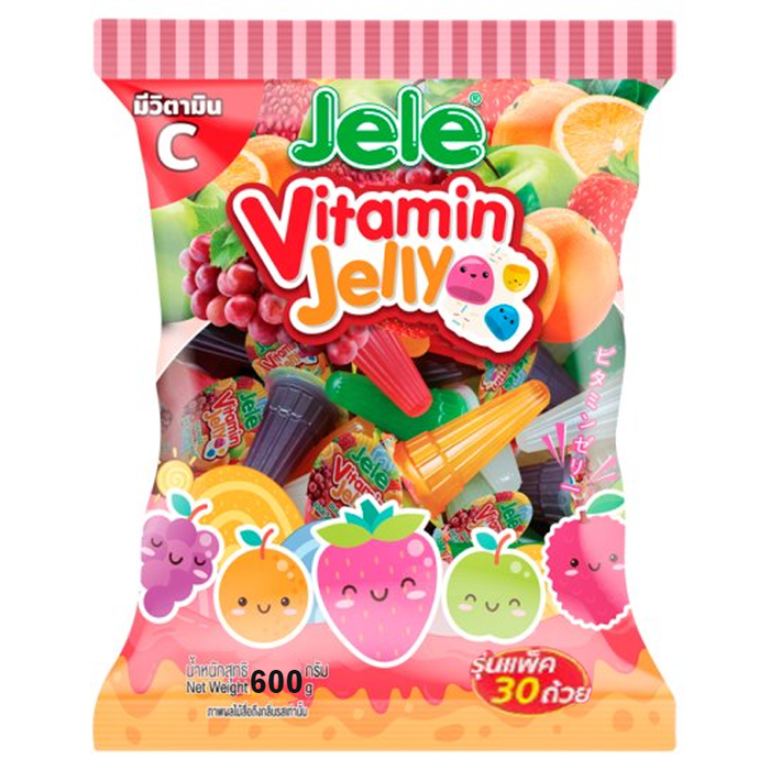 Jele ວິຕາມິນ Jelly Assorted Fruit Flavor Jelly Carrageenan Mixed 15% White Grape Juice 600g