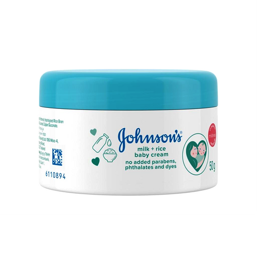 Johnson's milk + Rice Baby Cream No added Parabens, Phthalates and dyes ຂະໜາດ 50g