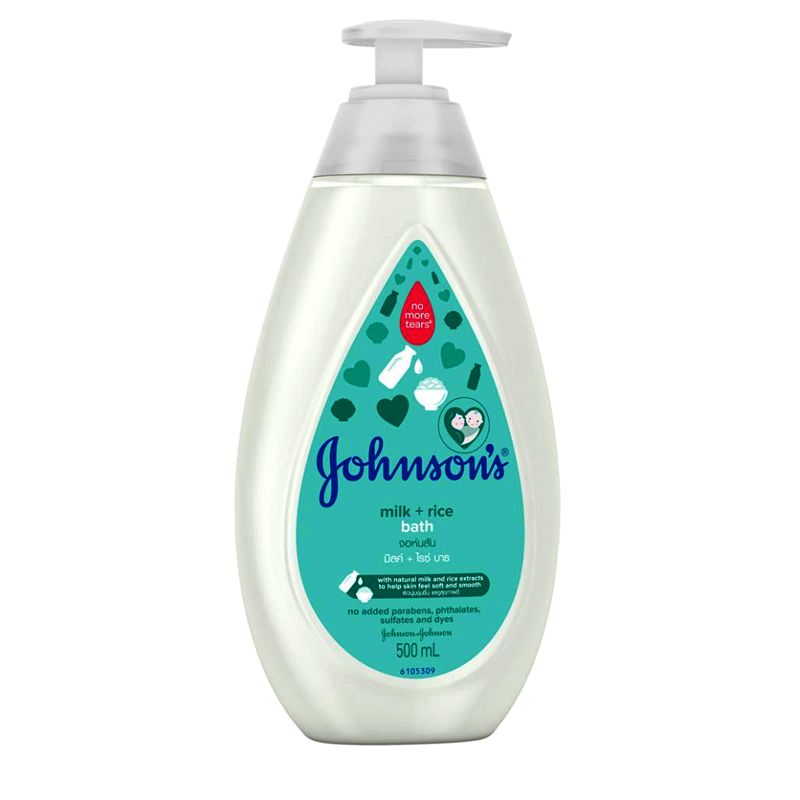 Johnsons Milk &amp; Rice Bath Baby Wash ດ້ວຍນົມທຳມະຊາດ ແລະ ສານສະກັດຈາກເຂົ້າ ຊ່ວຍໃຫ້ຜິວນຸ້ມ ຊຸ່ມຊື່ນ ຂະໜາດ 500ml