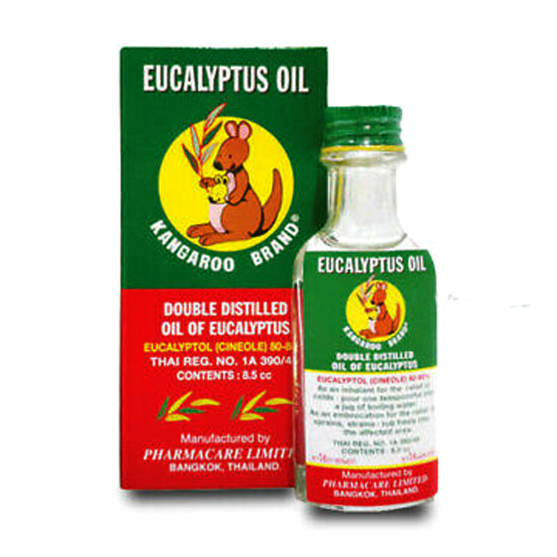 ນ້ຳມັນກັ່ນສອງເທົ່າຂອງຍີ່ຫໍ້ Kangaroo ຂອງ Eucalyptus Oil Eucalyptol 8.5cc ຕໍ່ຊິ້ນ