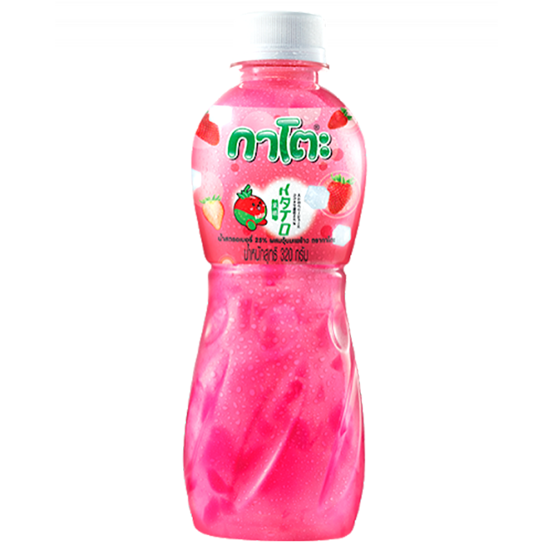 Kato 25% Strawberry Juice with Nata de Coco Bottle 320g