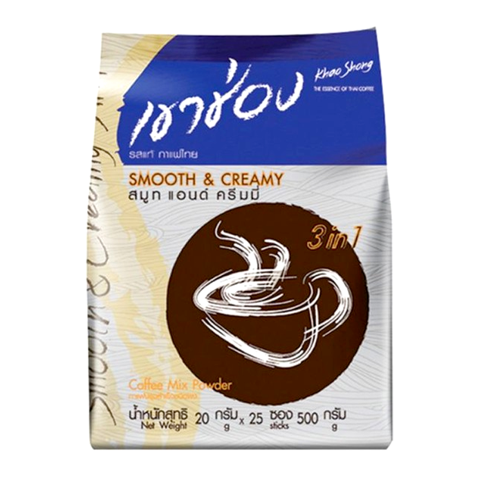 Khao Shong The  Essence of Thai Coffee Smooth & Creamy Flavour 3in1 Coffee Mix Powder Size 20g pack of 25 Sachets