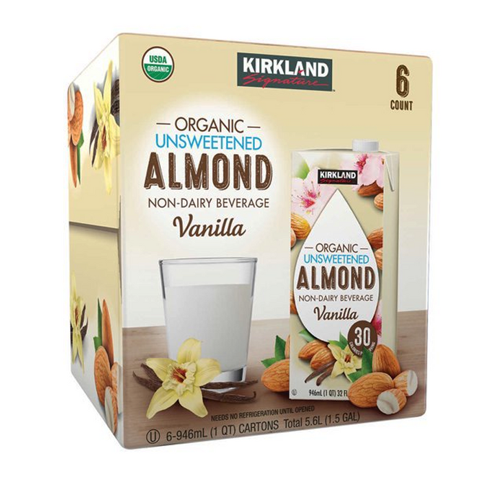 Kirkland Signature Organic Almond Beverage Vanilla 946ml pack of 6pcs