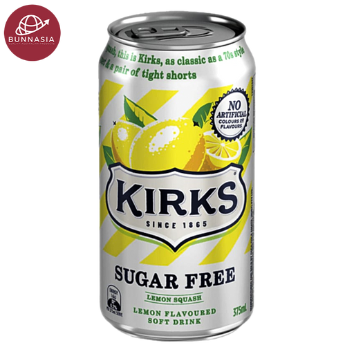 Kirks Lemon Squash Sugar Free Flavor Soft Drink Can 375ml 