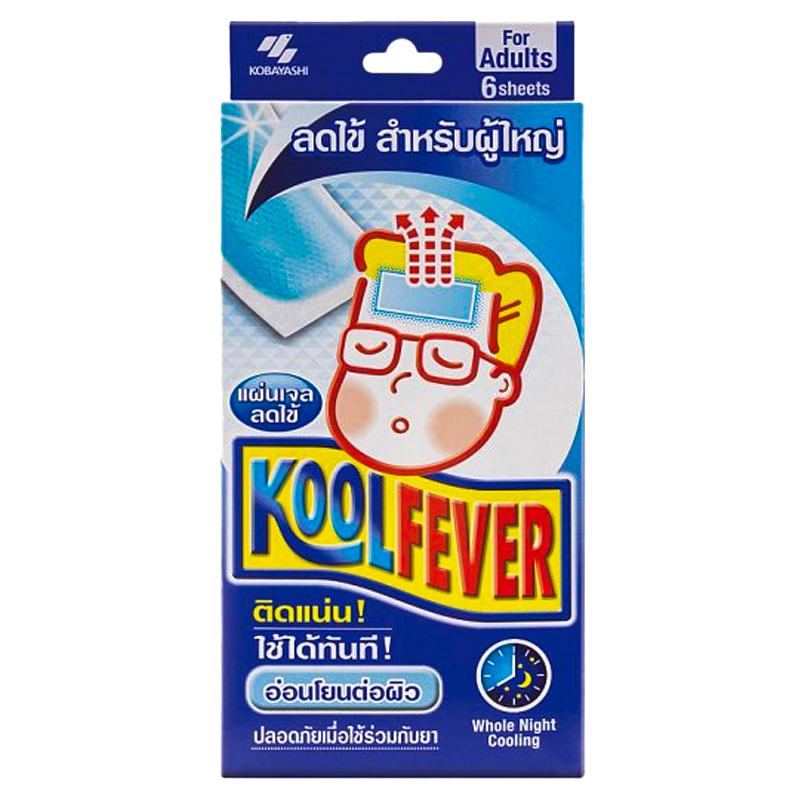 Koolfever Cooling Gel Sheet for Adults boxes of 6 sheets