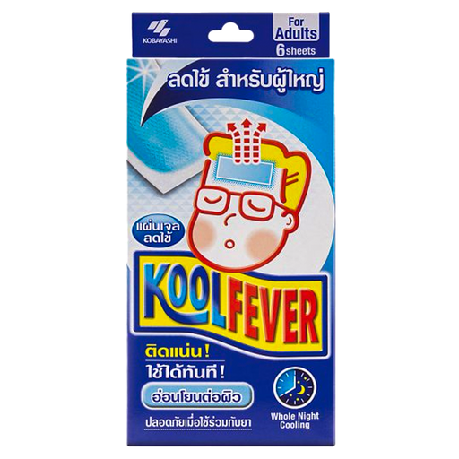 Koolfever Cooling Gel Sheet for Adults boxes of 6 sheets