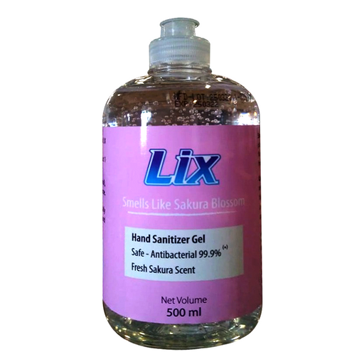 LIX Hand Sanitizer Gel Safe - Antibacterial 99.99% Fresh Sakura Scent Size 500ml bottle