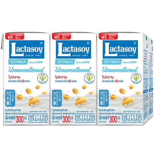 Lactasoy UHT Milk Unsweetened 300ml Pack of 6boxes