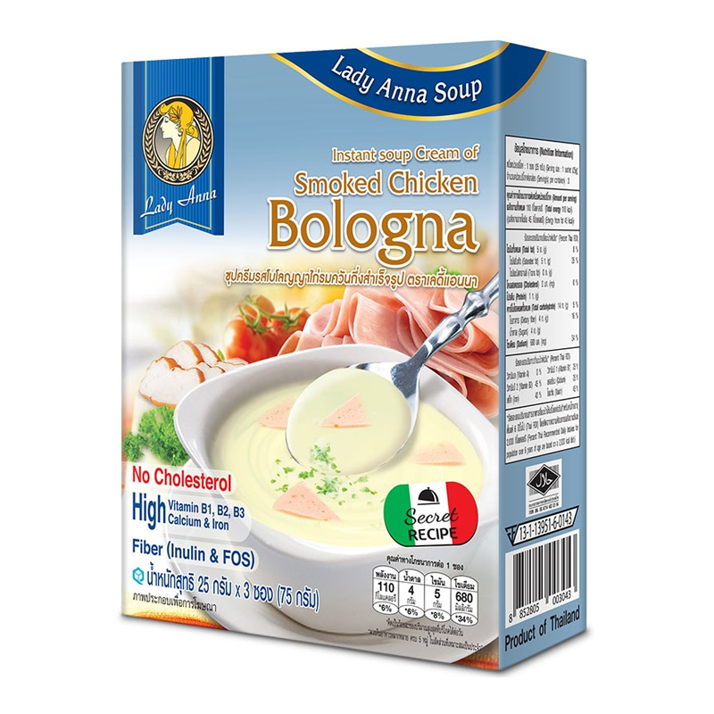 Lady Anna Soup Instant Soup Cream Of Smoked Chicken Bologna 25g Of 3 Sachets 75g