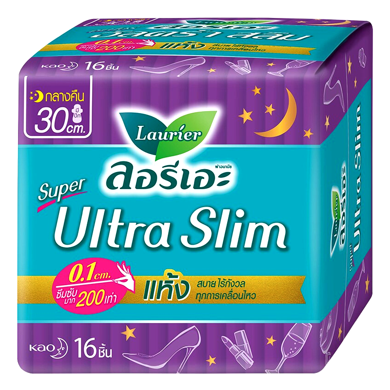 Laurier Super Ultra Slim Night Size 30cm Wing Pack of 16pcs