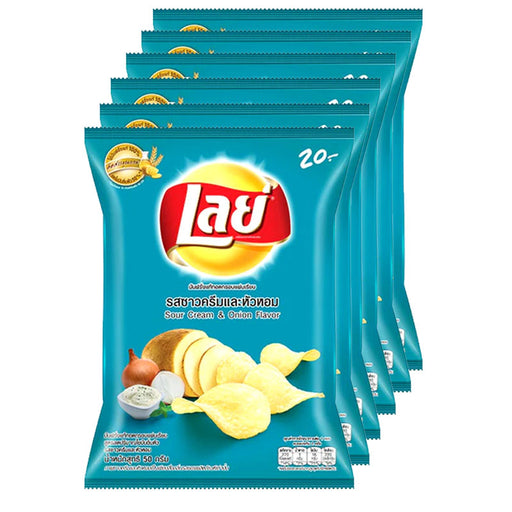 Lays Classic Potato Chips Sour Cream & Onion Flavor Bags 50g 6pcs