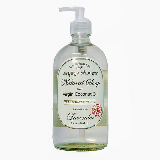 Les Artisans Lao Natural Soap From Virgin Coconut Oil Traditional Recipe Scent with Lavender 450ml