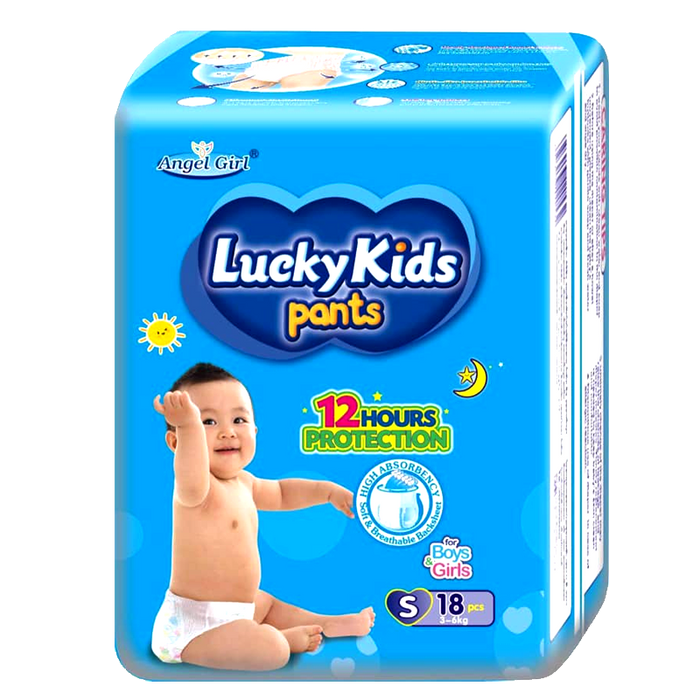 Lucky Kids Pants 12 Hours Protection SIze S Pack of 18pcs