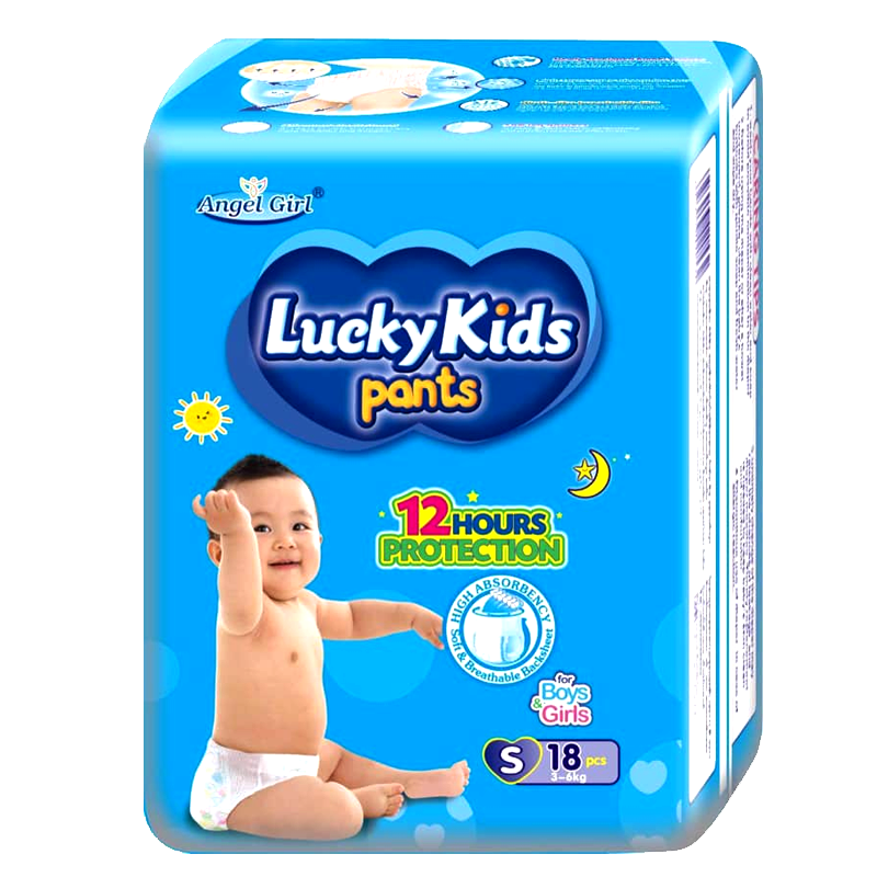 Lucky Kids Pants 12 Hours Protection SIze S Pack of 18pcs