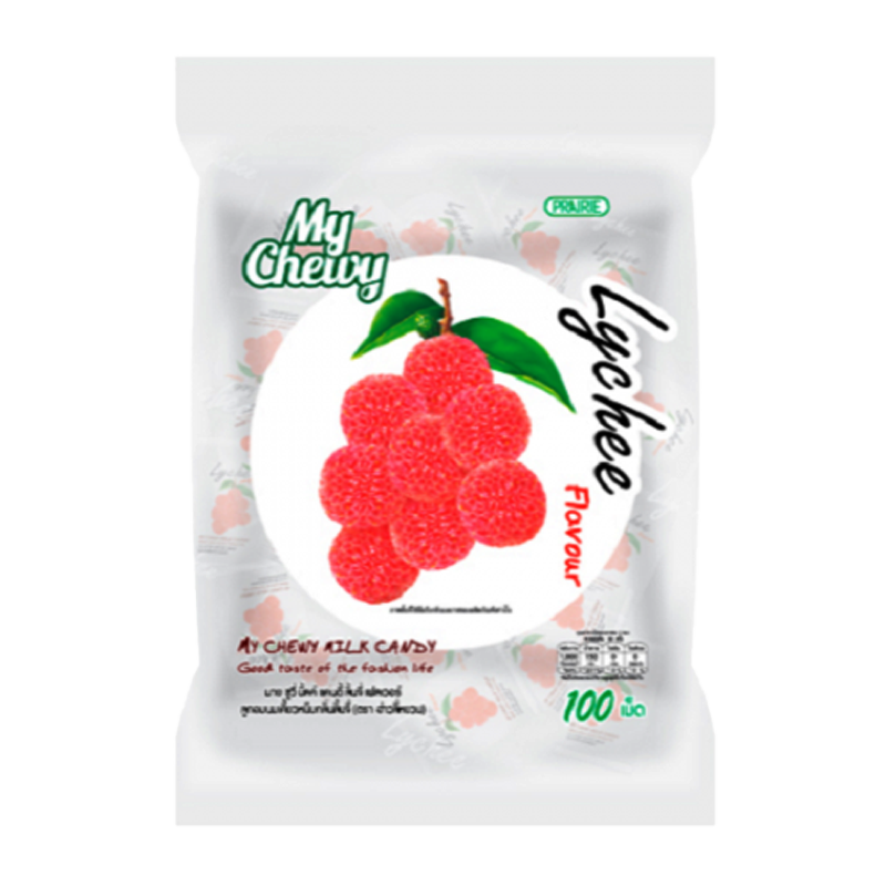 MY CHEWY Chewy Milk Candy Lychee Flavor Size 380g Pack of 100pcs