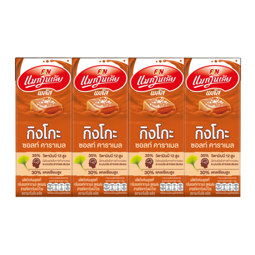 Magnolia Plus Ginkgo Sauce Caramel Flavour UHT Milk Product 180ml Pack of 4 boxes