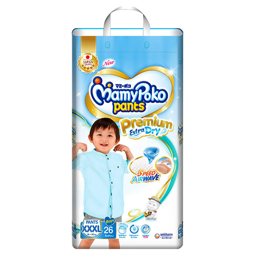 MamyPoko Pants Premium Extra Dry Speed Airwave Size XXXL 18 -35 kg Boys Diaper Pant Pack of 24 pcs