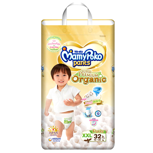 MamyPoko Pants Super Premium Organic  Diaper Pant For Boys And Girls Size XXL 15-25kg Pack of 32pcs