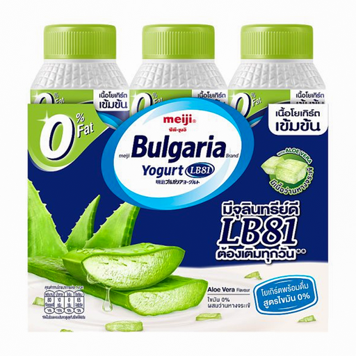 Meiji Bulgaria Aloe Vera Flavour 0% Fat Formula Drinking Yoghurt 150ml Pack 3pcs