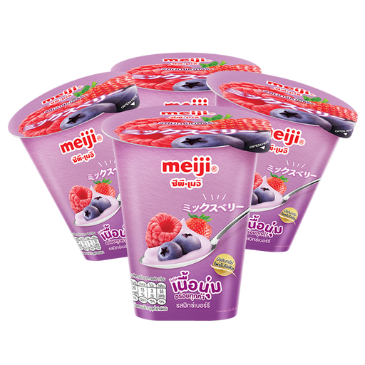 Meiji Strawberry + Mixed Berry Flavour Yoghurt 135g Pack of 4pcs