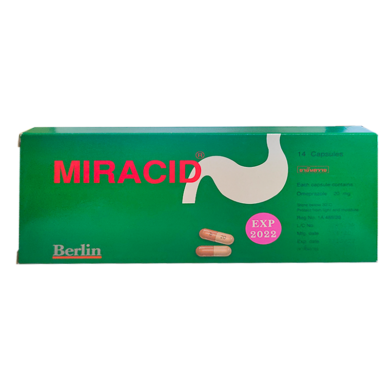 Miracid Omeprazole 20 mg ກ່ອງບັນຈຸ 14 Capsules
