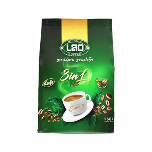 Miracle Lao Coffee Espresso Roast Green 20g x 27 Sachets  of Pack 540g