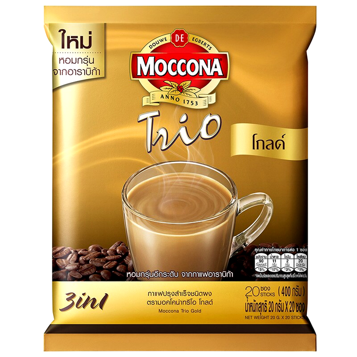 Moccona Trio Instant Coffee Mixed Gold Arabica Coffee Size 400g Pack of 20Sticks