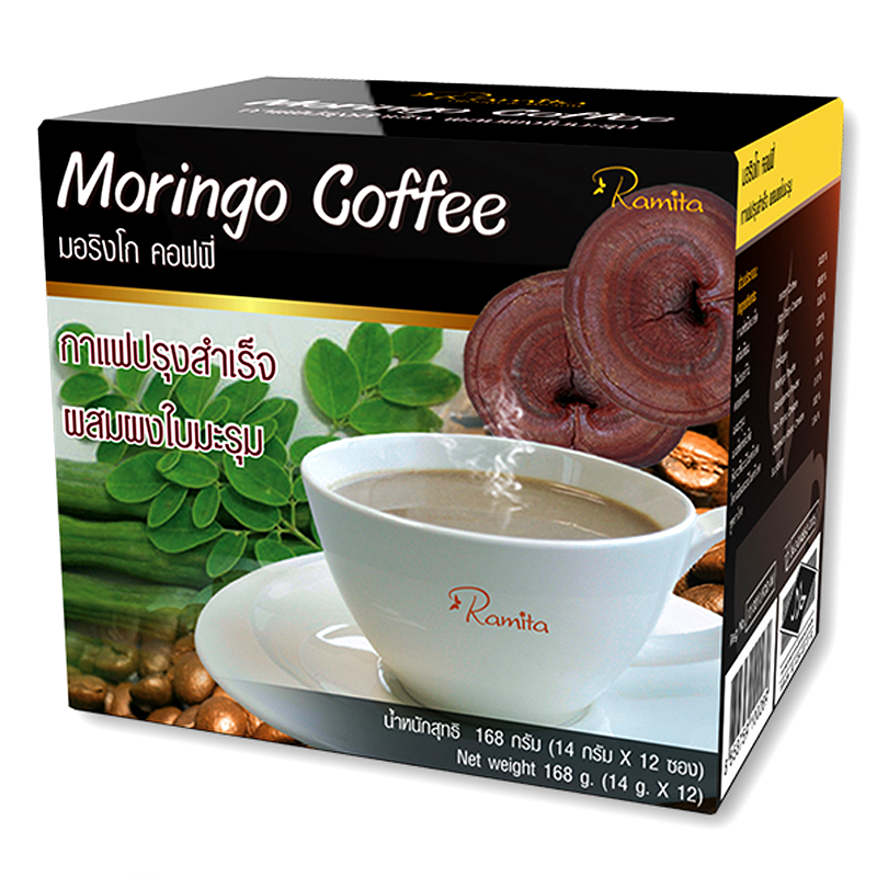 Moringo Coffee Instant Coffee with Moringo Powder Size 14g Box of 12sticks