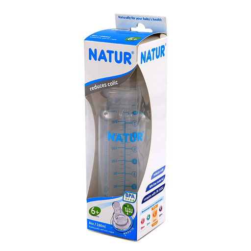 Natur Feeding Bottle BPA Free ຫຼຸດອາການທ້ອງອືດ ຂະໜາດ 8oz ສໍາລັບເດັກ 6 ເດືອນ ++
