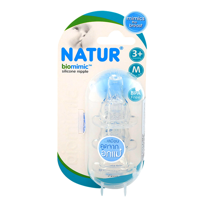 Natur Size M 3+ ເດືອນ BPA Free Biominic Silicone Nipple Pack 3pcs