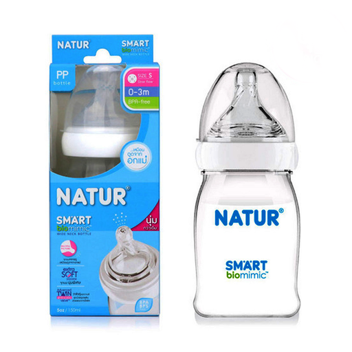 Natur Smart Biomimic PP ຂວດຄໍກວ້າງ ຂະໜາດ 5oz ສໍາລັບເດັກນ້ອຍ 0 - 3 ເດືອນ