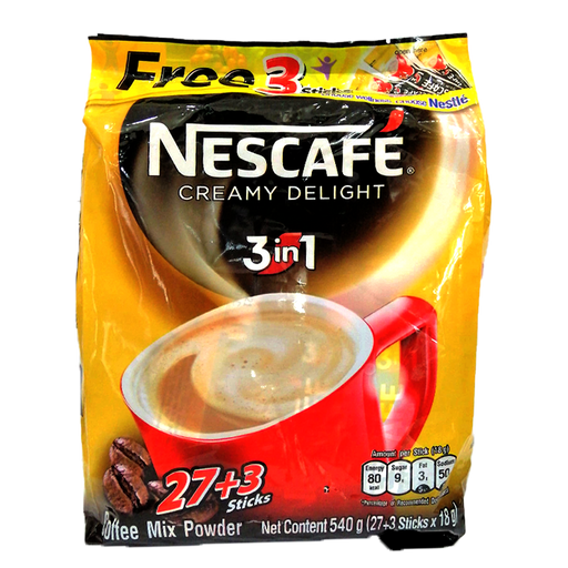 Nescafe Creamy Delight 3in1 Coffee Mix Powder ຂະໜາດ 18g ຊອງ 27 ຊອງ